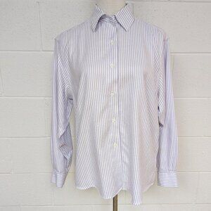 NWOT Talbots Wrinkle-Resistant Purple/White Blouse, 10